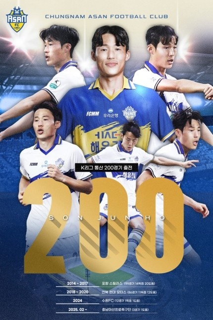 孫準浩完成K聯賽200場里程碑，貢獻26球34助