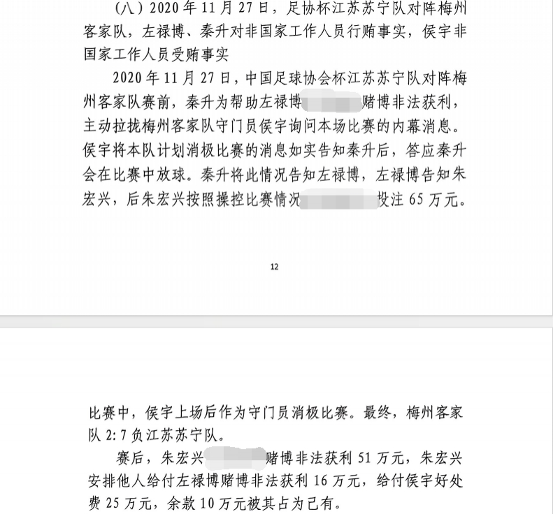 網(wǎng)傳判決書：足協(xié)杯梅州2-7江蘇，梅州門將侯宇收25萬消極比賽