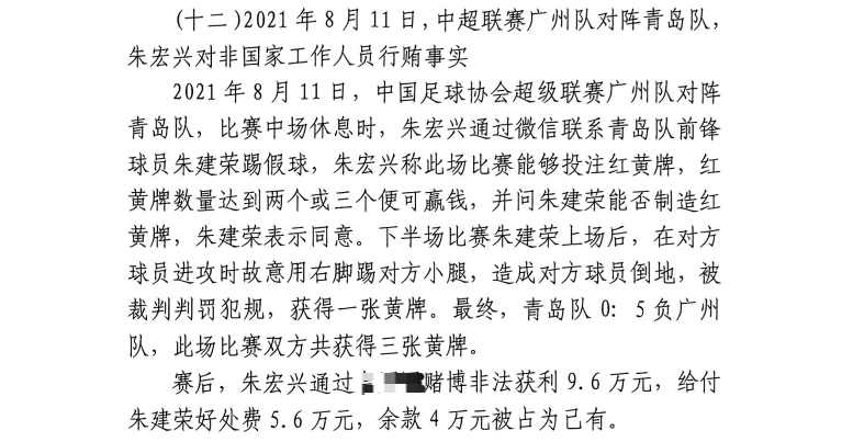 網(wǎng)傳判決書：青島球員朱建榮故意踢對方小腿，染黃收5.6萬好處費(fèi)