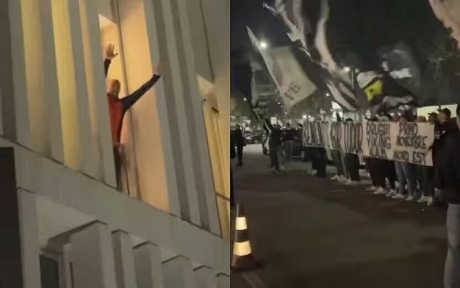 都體：尤文球迷來到酒店外支持新主帥，圖多爾向球迷們揮手致意